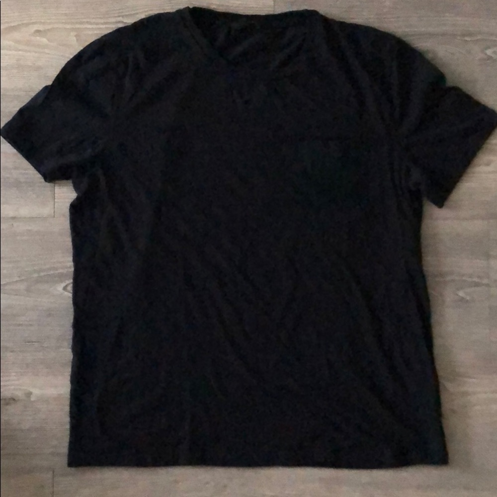 Black t-shirt with suede pocket detail